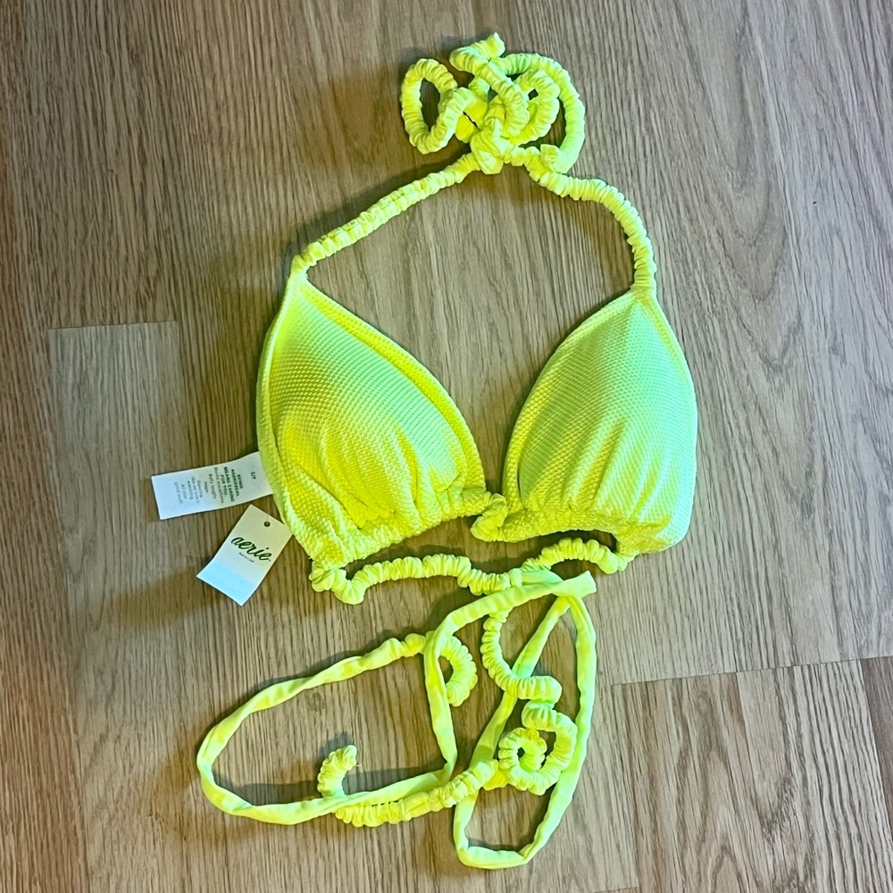 NWT American Eagle Aerie Triangle Cut Swim Top Yellow Size S